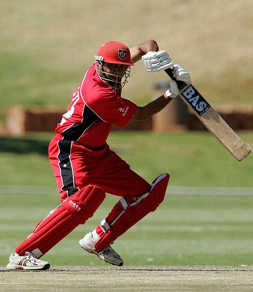 Sandeep Jyoti steers the ball square on the off side