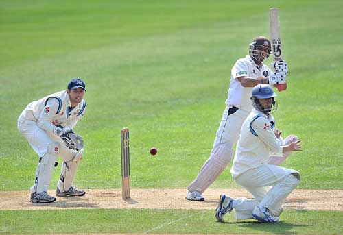 Usman Afzaal whips the ball past short leg