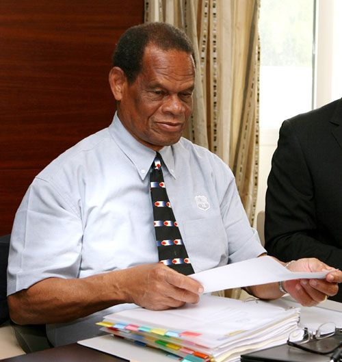 Julian Hunte, the West Indies board chairman, at the ICC executive meeting