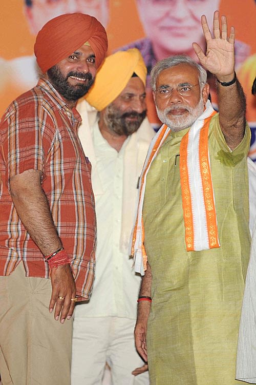 Navjot Singh Sidhu with the Gujarat Chief Minister Narendra Modi