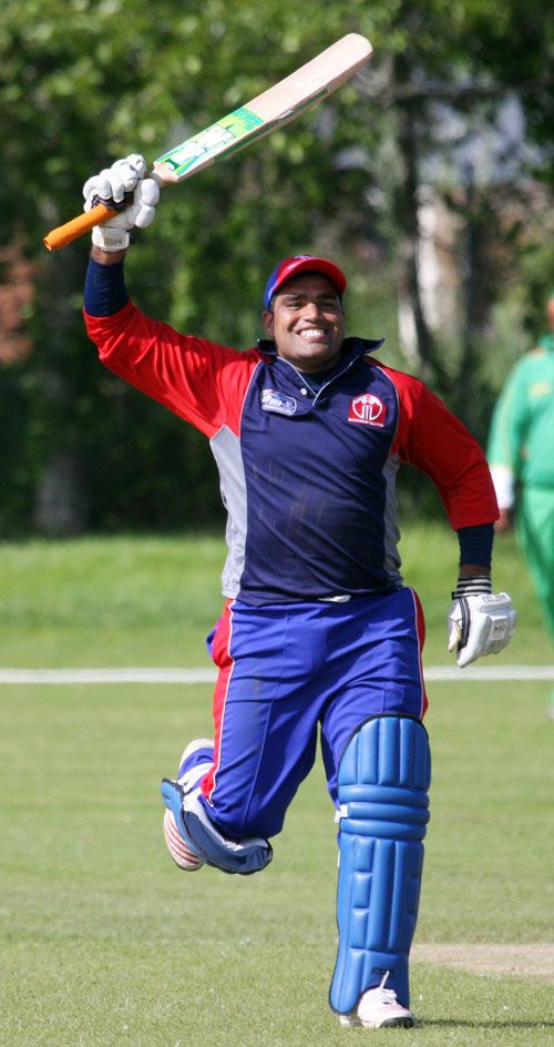 Imran Sajjad celebrates his hundred