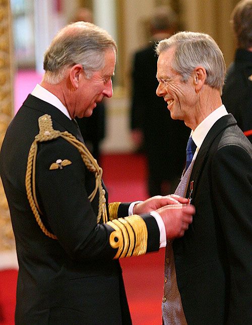 Broadcaster and journalist Christopher Martin-Jenkins receives his MBE from Prince Charles