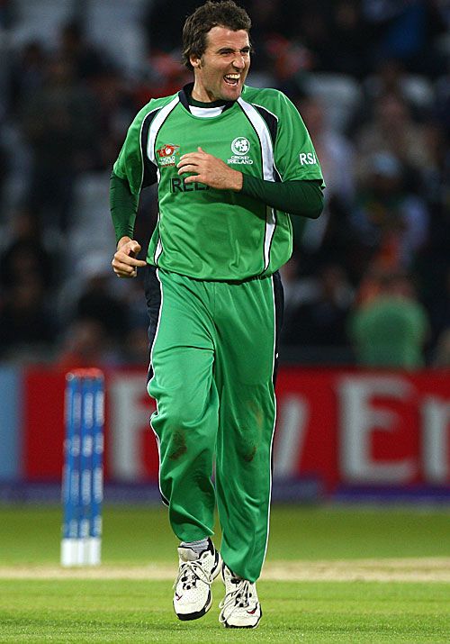 Kyle McCallan is chuffed after getting rid of MS Dhoni