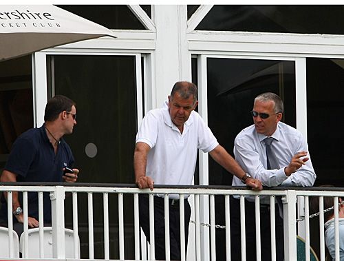 Andrew Strauss, Geoff Miller and James Whitaker watch the England Lions take on Australia