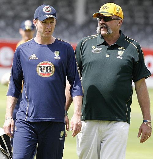 Brett Lee and Australian selector Merv Hughes