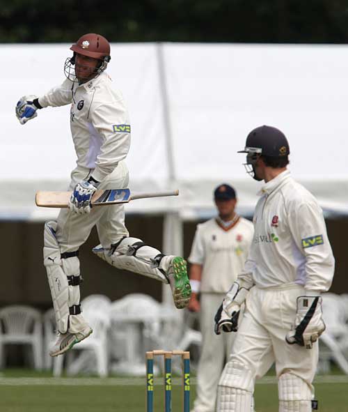 Stewart Walters celebrates reaching his maiden first-class century