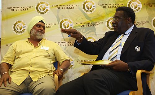 Bishan Bedi and Clive Lloyd in discussion at the ICC Centenary History Conference