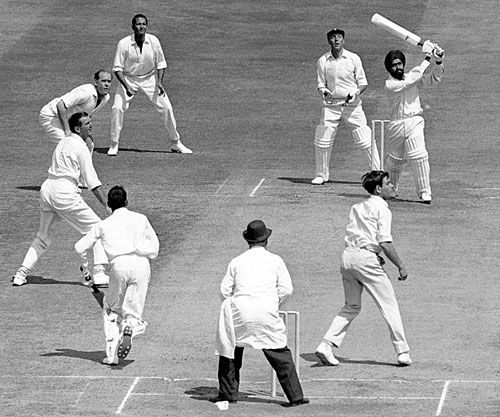 Bishan Bedi slogs Robin Hobbs