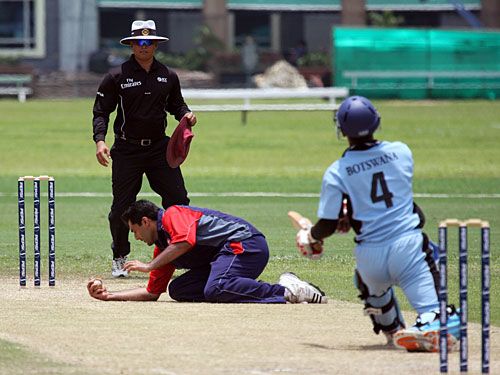 Denzil Sequeira is caught and bowled by Yaser Sadeq