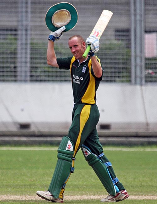 Jeremy Frith celebrates his hundred