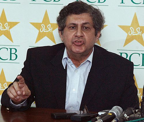 Wasim Bari makes a point to the reporters