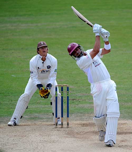 Johan van der Wath launches down the ground for six