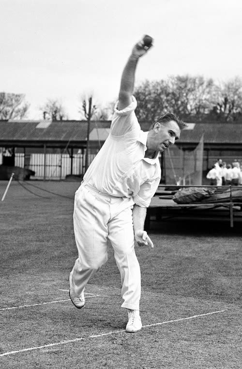 John Reid bowls in the nets