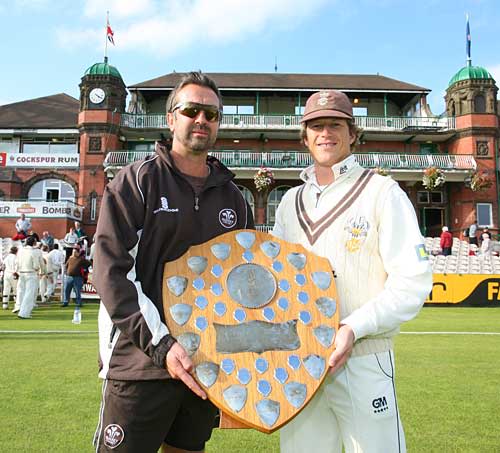 Ian Salisbury and Jon Batty with the Second XI Championship shield