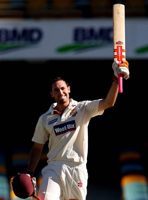 Glen Batticciotto celebrates his maiden first-class century