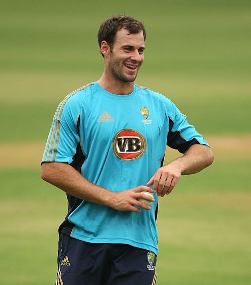 Burt Cockley warms up ahead of the final ODI