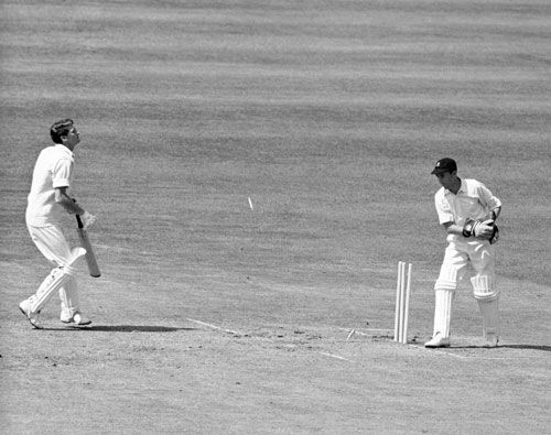 Peter Walker of the MCC is stumped by John Waite