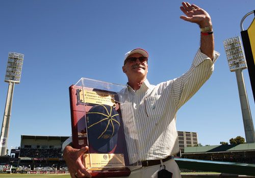 Dennis Lillee gets a lap of honour at the WACA
