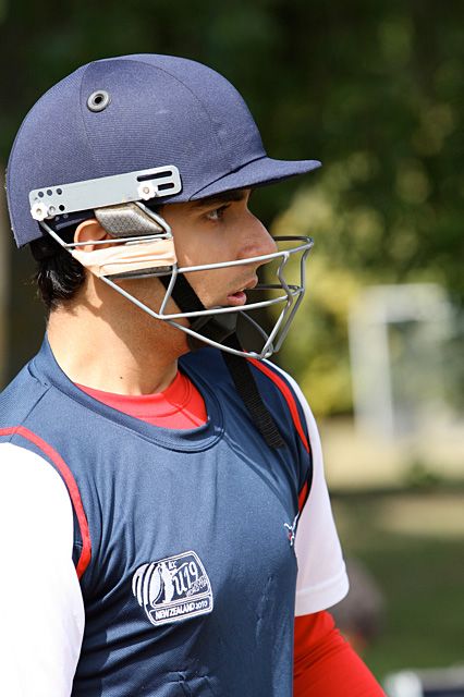 Vikash Gope awaits his turn to bat in the nets