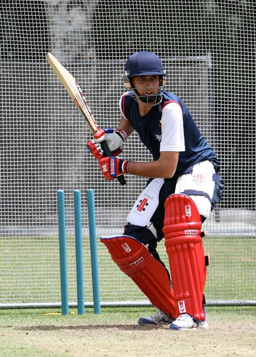 Vikash Gope batting in the nets at St Andrew's College, Christchurch