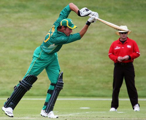 Stephan Smith drives during his match-winning knock