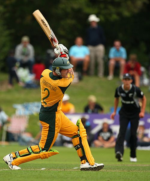 Tim Armstrong drives during his innings of 39