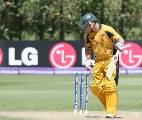 Tim Armstrong is bowled by Sarmad Bhatti