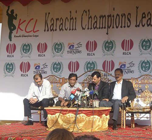 Rashid Latif (second from left) at the launch of the Karachi Champions League