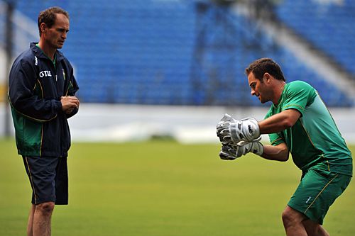 Kepler Wessels inspects Mark Boucher's handiwork