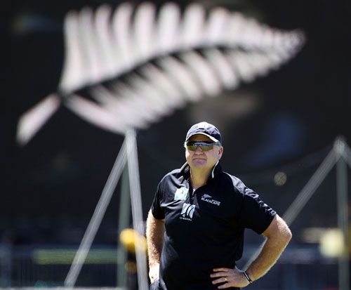 New coach Mark Greatbatch oversees the New Zealand team's warm-up