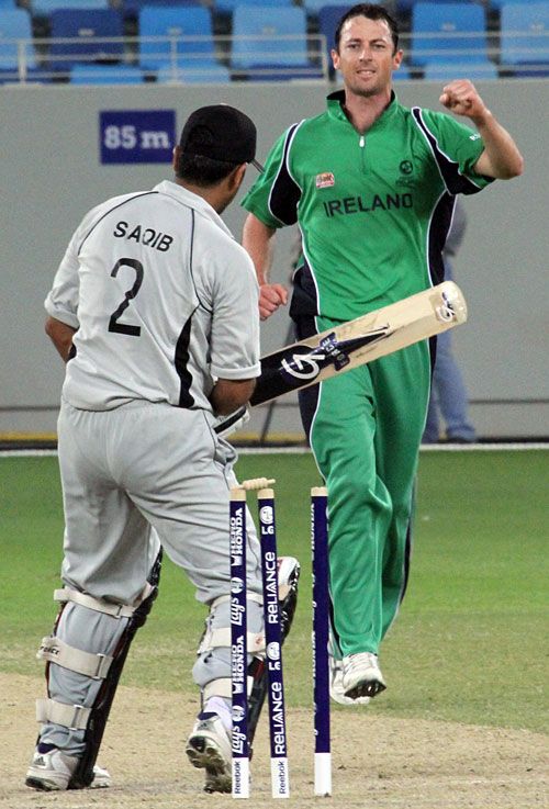Alex Cusack took the crucial wicket of Saqib Ali to hasten the UAE collapse