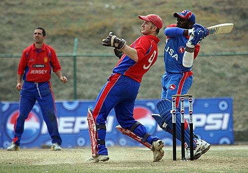 Rashard Marshall smacks one over the square leg boundary