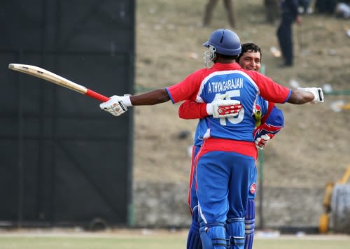 Sushil Nadkarni and Aditya Thyagarajan celebrate USA's victory