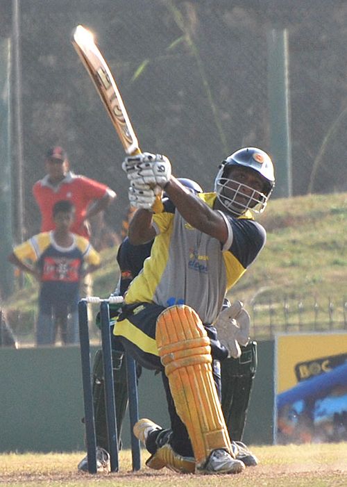 Kaushalya Weeraratne launches one down the ground