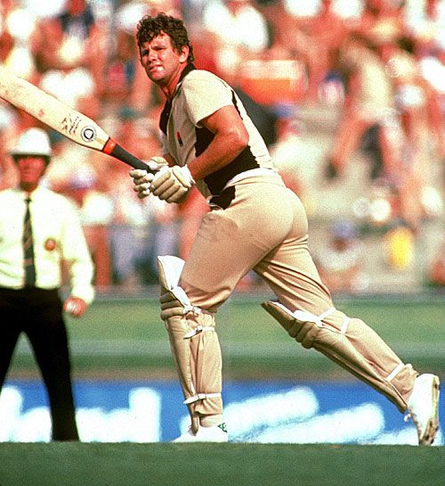 Lance Cairns bats with a unique bat during a one-day international