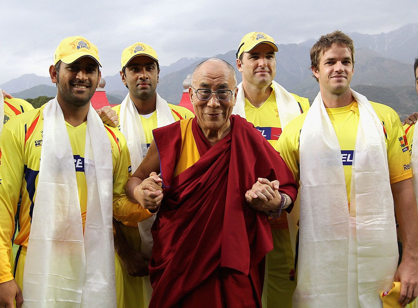 The Dalai Lama meets the cricketers