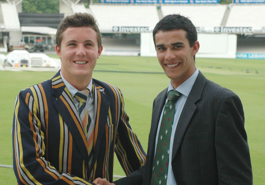 Alan Cope and Seren Waters shake hands before the MCC Universities final