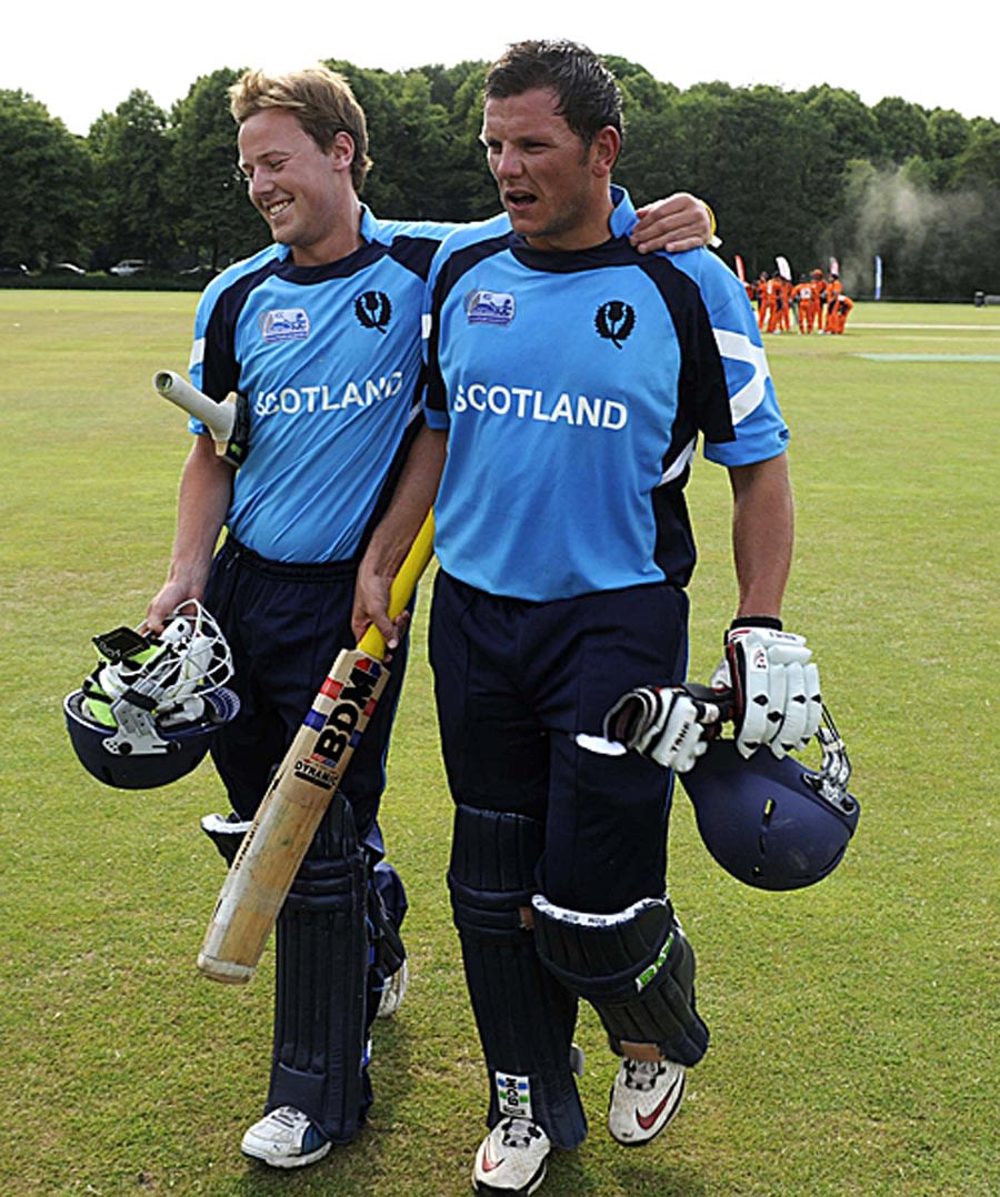 Ross Lyons and Gordon Drummond walk back after sealing a thrilling win