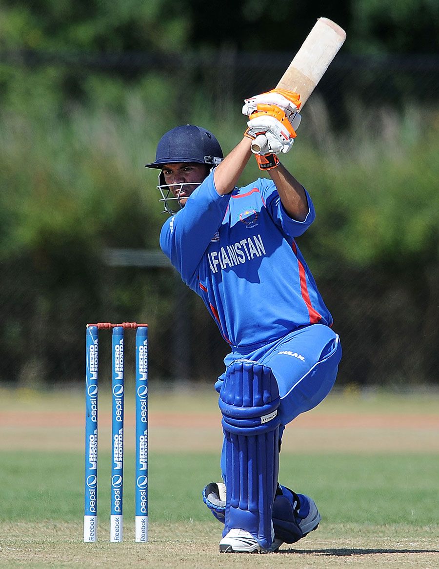 Shabir Noori plays an elegant cover drive during his 38