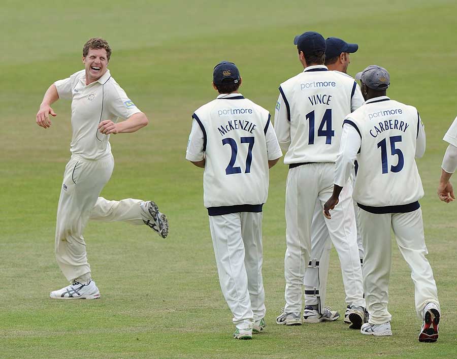 David Balcombe celebrates after removing Sam Northeast