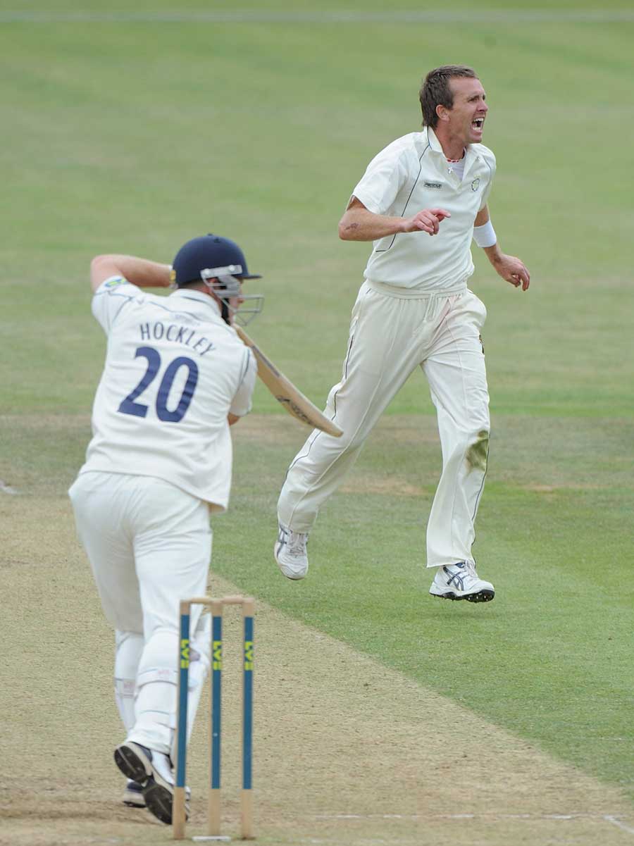 Dominic Cork removed James Hockley as Kent collapsed