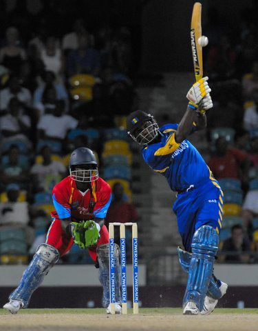 Barbados opener Dale Richards hitting a big six