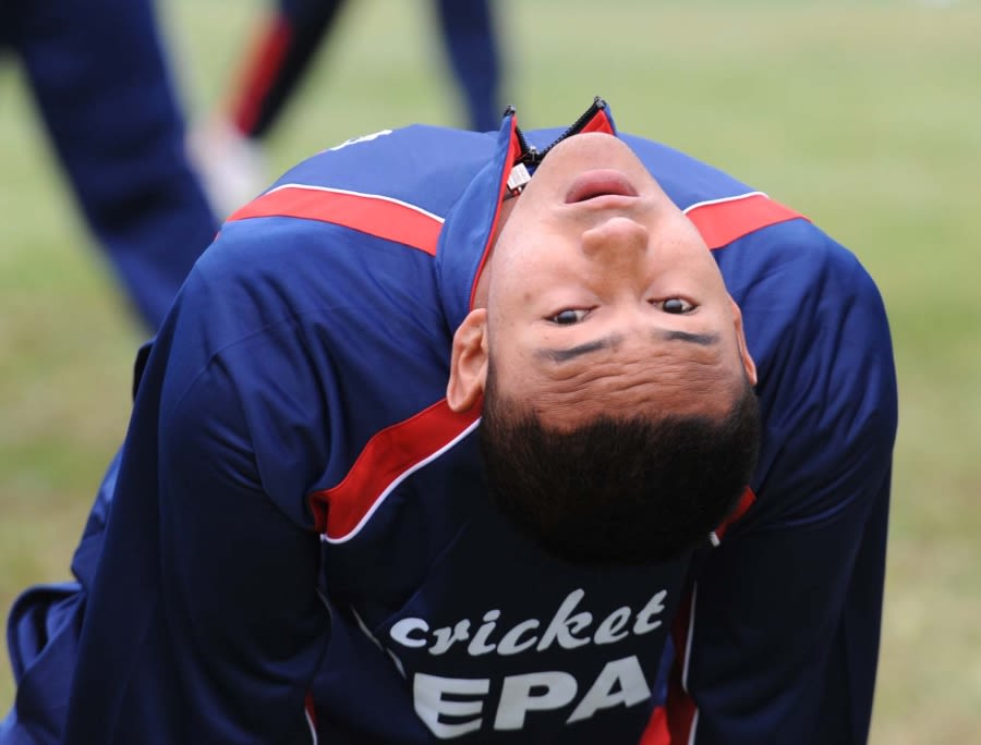 Pradeep Airee stretches ahead of Nepal's fixture against USA