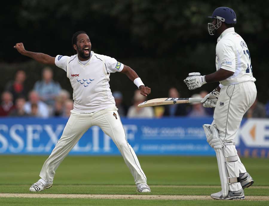 Corey Collymore celebrates after removing Chesney Hughes