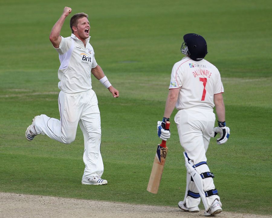 Stuart Meaker removed Glamorgan's Jamie Dalrymple early on the third morning at The Oval