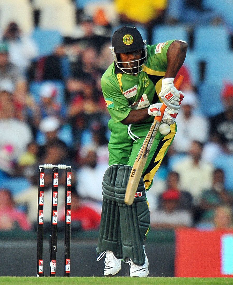 Travis Dowlin plays watchfully to the leg side