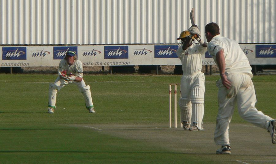 Lawrence Sematimba drives through the covers