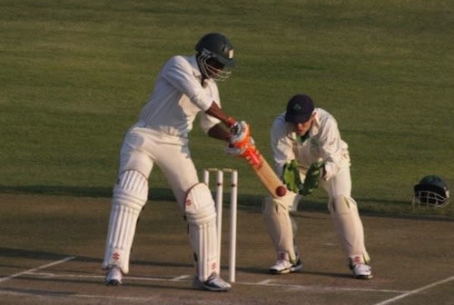Keith Dabengwa plays off the back foot