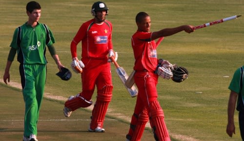 Ed Rainsford celebrates after hitting the winning runs