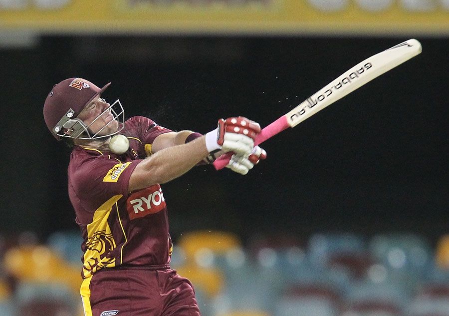 Ryan Broad receives a painful blow from a Brett Geeves short ball